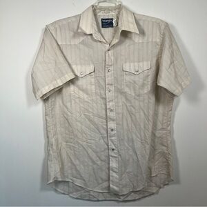 Vintage Wrangler Cowboy Cut Long Tails Snap front Shirt Size 17 Made in USA